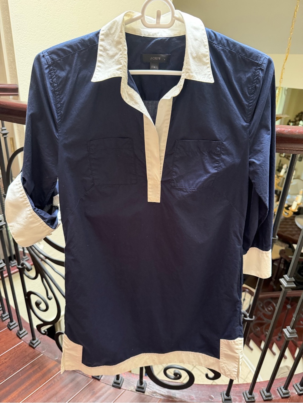 J. Crew Navy white mini spring summer cotton dress size 2